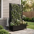 thumbnail image 2 of Metal Planter Box with Trellis, 73"x35"x16 Metal Raised Garden Bed with Trellis, Metal Planter Box with Drainage Holes & Lockable Wheels & Privacy Screen for Climbing Plants, Vegetables, Vines, 2 of 10