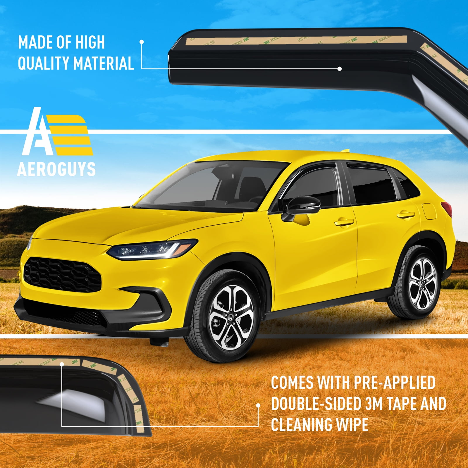 Extra Durable Window Deflectors In-Channel Window Visors Rain Guards Fit for Honda HR-V 2023-2026, Sun Visors, Wind Vent Visors, vent shades, Exterior Car Accessories - 4 pcs. AG0594