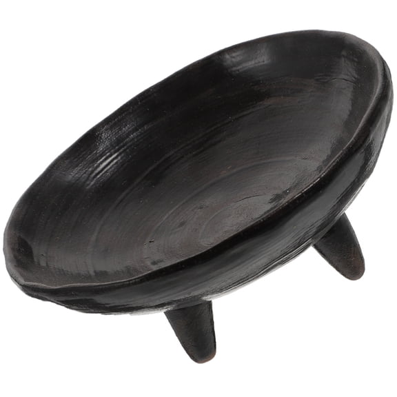 STRANDCHIC Elegant Black Ceramic Footed Fruit Serving Tray 12.5in Lightweight Design for Home Kitchen Dining
