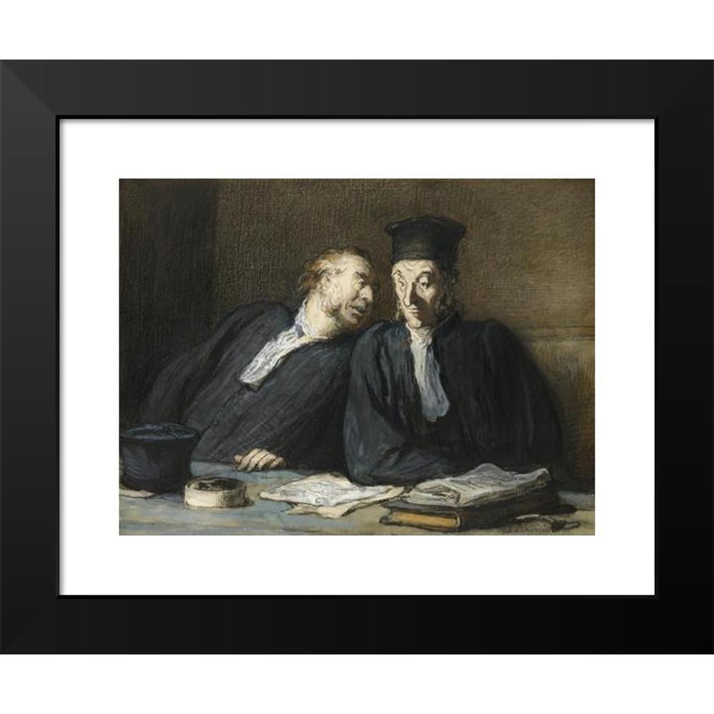 Honoré Daumier 14x12 Black Modern Framed Museum Art Print Titled - Two Lawyers Conversing (1808-1879)