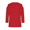 thumbnail image 5 of Timegard Tops for Women 3/4 Sleeve Cold Shoulder V Neck Solid Color Tee Fall Casual Loose Comfy Tops, 5 of 5