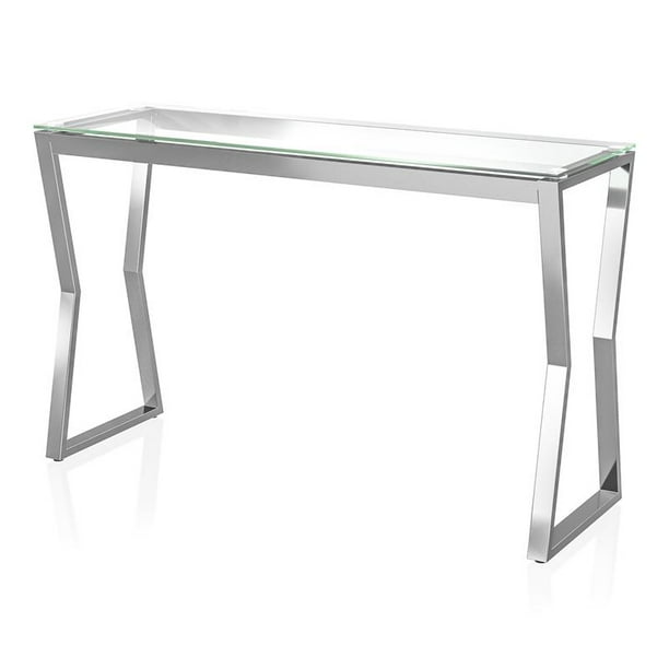 Furniture Of America Syann Contemporary Glass Top Console Table In Chrome Com Console Table In Chrome, Console Table X Basel