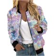 thumbnail image 2 of PNTUTB Long Sleeve Jacket for Women Fashion Print Zipper Pocket Casual Coat, 2 of 6