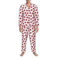 thumbnail image 3 of Honeii Cartoon Strawberry Pattern Mens Pajamas Set,2pcs Men's Lounge Long Sleeve Sleep Shirt and Pajama Bottoms Sleepwear Set,Mens Pjs Sets-Large, 3 of 7