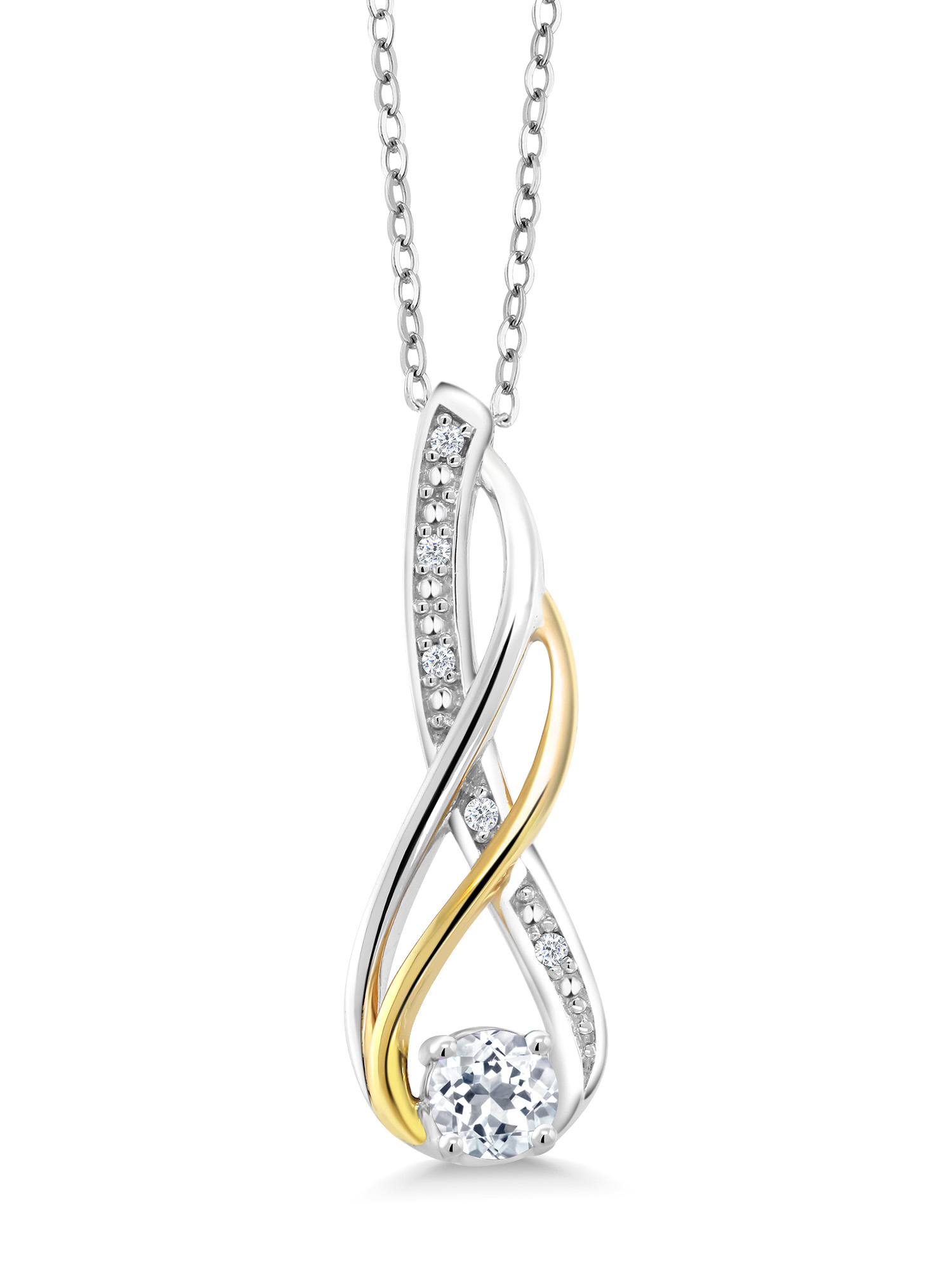 C ctw Emerald Infinity Pendant Necklace w// Diamond Accent with Chain 0.33Ct