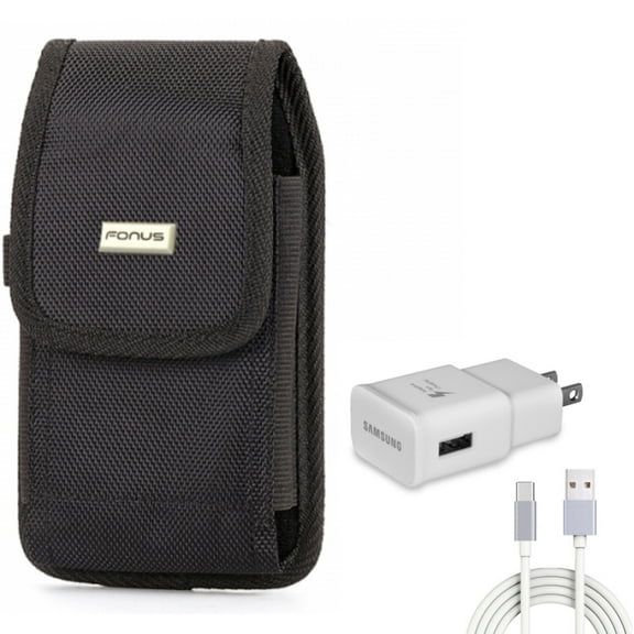 Type-C Fast Home Charger w Swivel Case Belt Clip for Samsung Galaxy A73 5G,A53 5G,A33 5G Phones - 6ft USB Cable Quick Power Adapter, Holster Rugged Cover Pouch