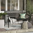 thumbnail image 3 of Dovov Oversized Outdoor Bench, Modern Patio Bench Steel Garden Bench Metal Bench Loveseat with Geometric Backrest, Black, 3 of 11