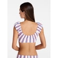 thumbnail image 3 of No Boundaries Striped Swim Bikini Top with Cap Sleeves, Women's XXS-XXL, 3 of 5