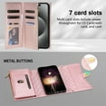 thumbnail image 3 of Phone Case for Google Pixel 7,Wallet Case Women 【RFID Blocking】 Crossbody Strap PU Leather Zipper with Wrist Lanyard Magnetic Flip Cover Credit Card Holder for Google Pixel 7, Rosegold, 3 of 9