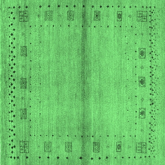 Ahgly Company Indoor Square Abstract Emerald Green Contemporary Area Rugs, 6' Square