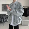 thumbnail image 3 of Chaqueta vaquera para hombre con agujero roto, botón de otoño, abrigos vaqueros para hombre, empalme azul, ropa de abrigo vintage para invierno al por mayor, talla LG, 3 of 5