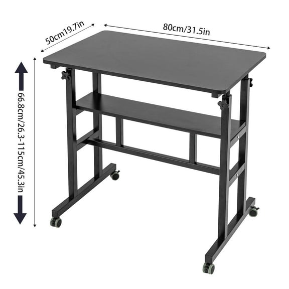 31.5"x19.7" Computer Desk Mobile Standing Desk Portable Adjustable Laptop Stand