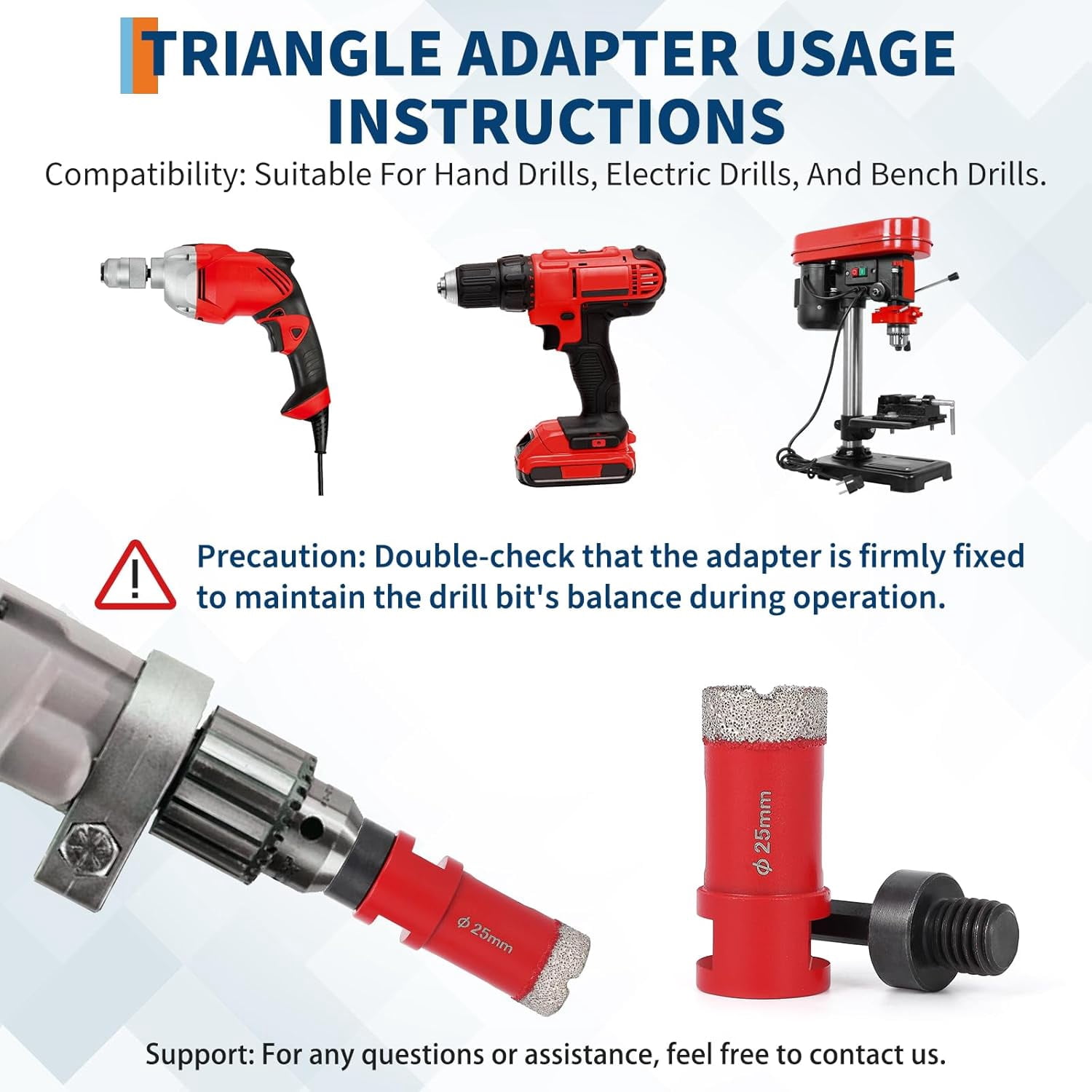 QinaQin 10Pcs Tile Hole Saw Kit,Diamond Hole Saw Kit with 6/8/10/25/35/50/65mm Tile Drill Bits for Ceramic,Tiles,Marble and More Drilling,Red