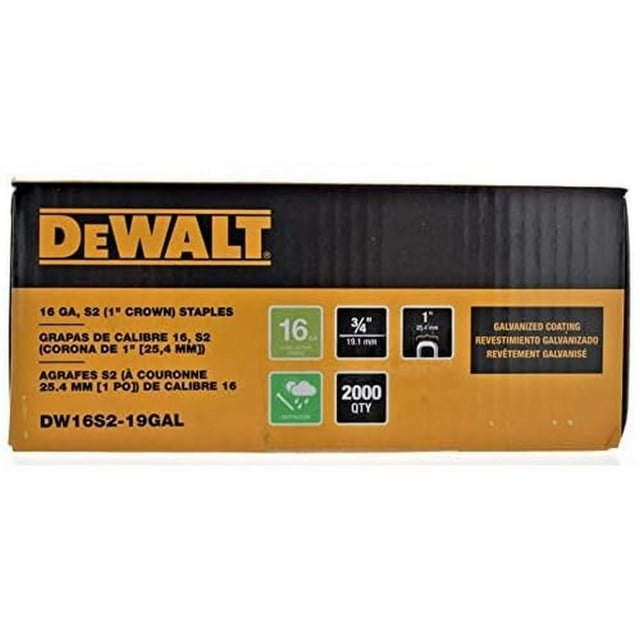Corona ancha Staples DEWALT DW16S2-19GAL 3/4 x 1 x 16 Ga
