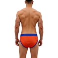 thumbnail image 3 of TANBOM Men's Sexy Triangle Swim Trunks Adjustable Drawstring Bulge Pouch Polyamide Comfortable Orange M, 3 of 5