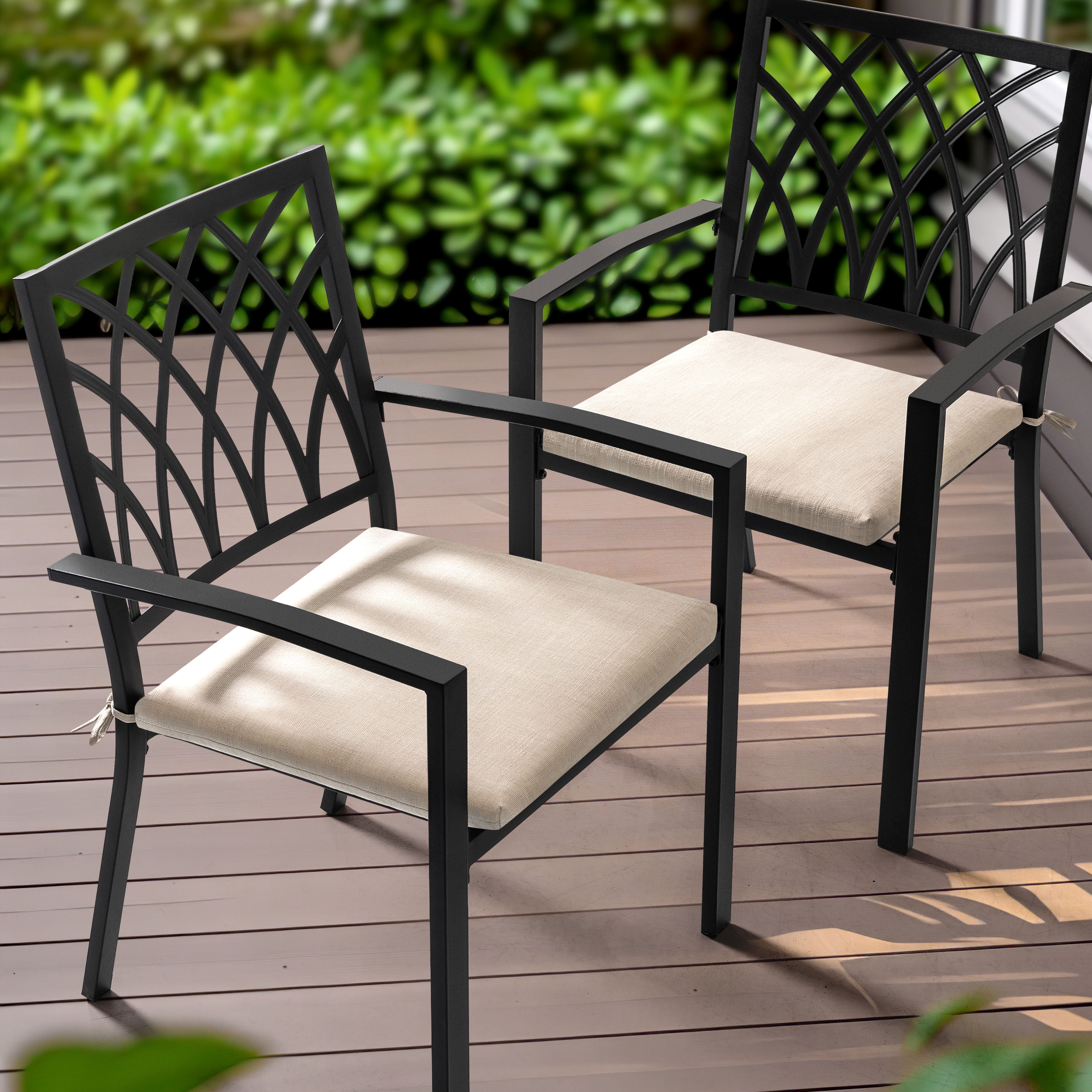 Nuu Garden Outdoor Patio Chair Cushions Set of 2, Outdoor Seat Cushions for Patio Furniture Patio Chair Cushions with Zippers, Square Outdoor Chair Pads, Beige