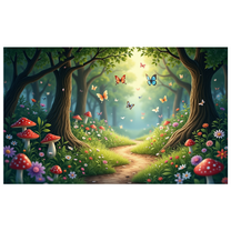 Enchanted Nature Backdrop Forest Fairy Butterfly Banner for Garden Wedding Kids Party Outdoor Event