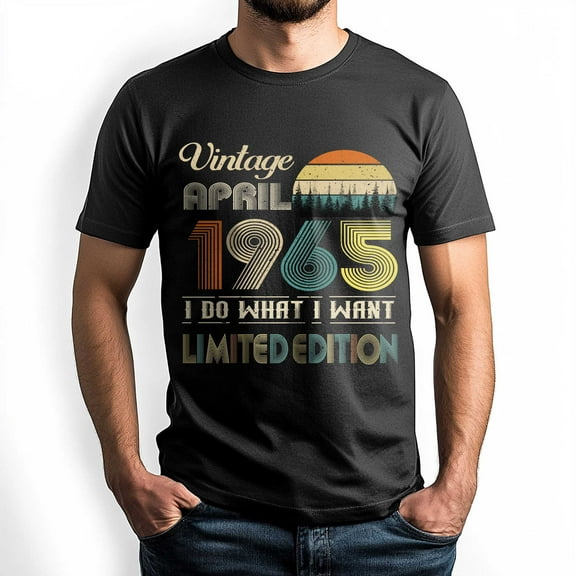 Vintage April 1965 T-Shirt - Retro Style Birthday Tee for Men - Meaningful Birthday Gift for April Born