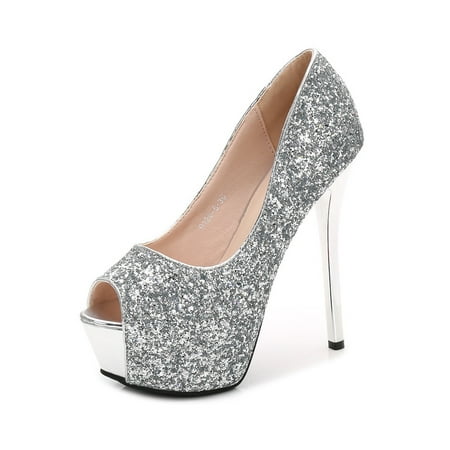 

Women‘s Stiletto High Heels Fashion Sparkly Non-Slip Peep Toe Platform Heels Women‘s Footwear