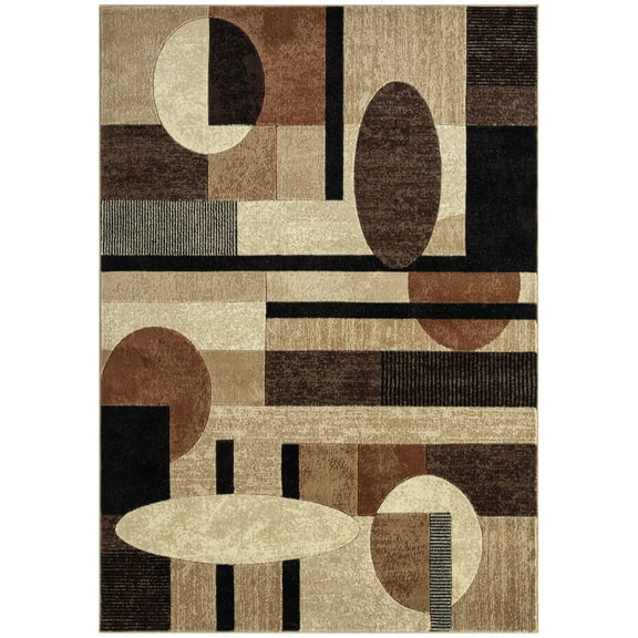 Home Dynamix Tribeca Jasmine Contemporary Geometric Area Rug,Brown/Beige, 3'11"x5'2"