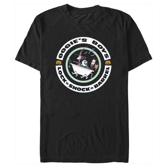 Men's The Nightmare Before Christmas Oogie's Boys Lock Shock Barrel Graphic Tee Black Small