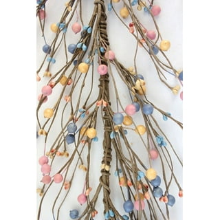 EV-1009R Primitive Pip Berry Garland in Orange and Yellow Color Berries  4.5'-5' in Length 