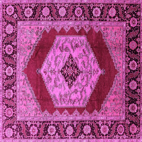 Ahgly Company Indoor Square Persian Pink Traditional Area Rugs, 8' Square