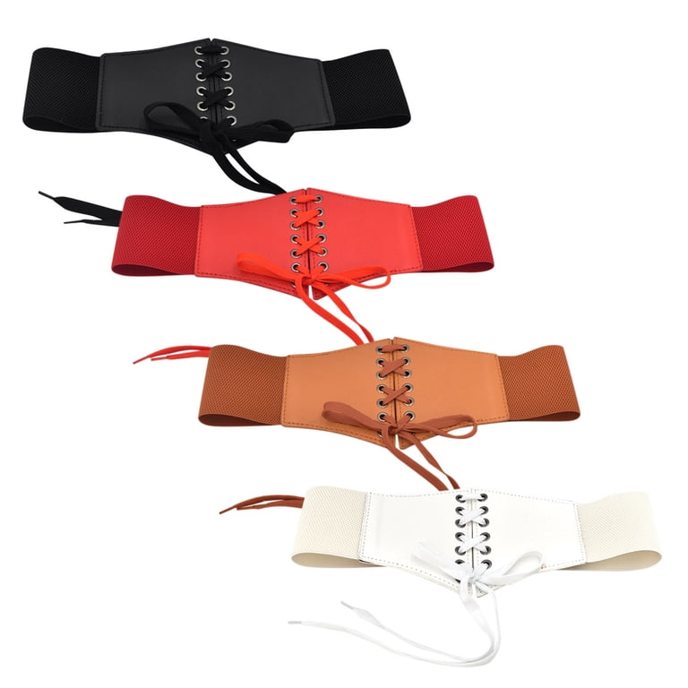 Leather Wide Corset Waist Belt red Buckle Goth Punk Skinny For Ladies Dresses 1PC Belt Red Women Corset Belt Wide Leather Waist Belt for  main image 2