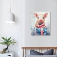thumbnail image 3 of Nawypu Farmhouse Christmas Pig Wall Art, Cute Pig Canvas Print, Baby Pig Carry Gift Box Holiday Decoration, Pig Picture Framed and Ready to Hang for Kids Bedroom Bathroom Playroom, 3 of 4