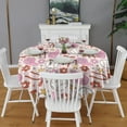 thumbnail image 2 of Pink Baseball Fun Pattern Round Tablecloth 60"x60",Wrinkle Wipeable Table Cloth for Kitchen Dining Room Picnic Patio Party, 2 of 6