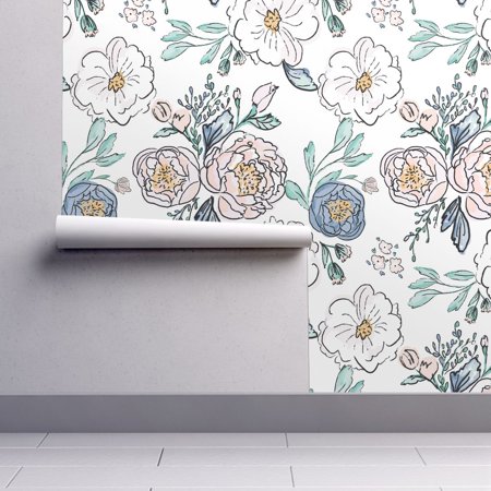 Peel-and-Stick Removable Wallpaper Periwinkle Rose Floral (Best Wallpaper Hd 2019)