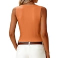 thumbnail image 4 of Stichou Womens 2026 Summer V Neck Tank Tops Henley Button Spring Summer Sleeveless Lace Trim Ribbed Knit Casual Going Out Cami Shirts Saffron 2XL, 4 of 5