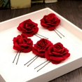 thumbnail image 3 of 6 Pcs Pinces à Cheveux Fleur Rose Épingle à Cheveux Rose Épingles à Cheveux de Mariée Broche en Forme de U Accessoires de Cheveux de Mariage pour Femmes Filles Fête, 3 of 5