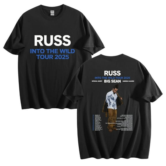 Russ Into The Wild Tour 2025 Cotton Tshirt Casual Short Sleeve Vintage Tops Tees