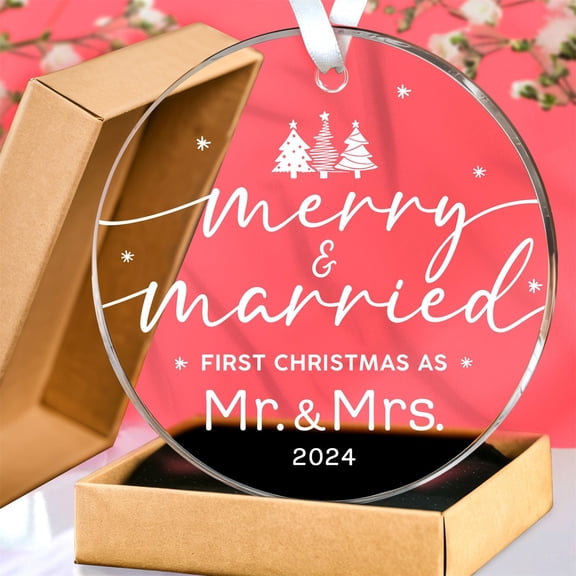 Wedding Gifts for Couples 2025 and Gifts Wedding Gifts for Bride Bridal Shower Gifts First Christmas Married Ornament 2025 Glass Ornament/ Christmas Decorations 1