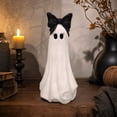 thumbnail image 5 of Lighted Ghost with Bow Tabletop Decoration, Halloween Ghost Figurine, Spooky 3D Print Statue For Mantel Shelf Entryway Table Fall Holiday Decoration, Black and White, 10", 5 of 6