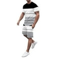 thumbnail image 2 of pxiakgy suits for men mens spring summer leisure sports breathable absorbing stitching printed short sleeve shorts two piece set men suits black + xl, 2 of 5