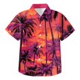 thumbnail image 6 of Boys Hawaiian Shirt Short Sleeve Floral Button Down Shirts Tropical Holiday Beach Top Vacation Clothes 6-12 Months 12-24 Months 2t 3t 4t 5t 6t 7t 8t 9t Children Orange 10-11Years, 6 of 6
