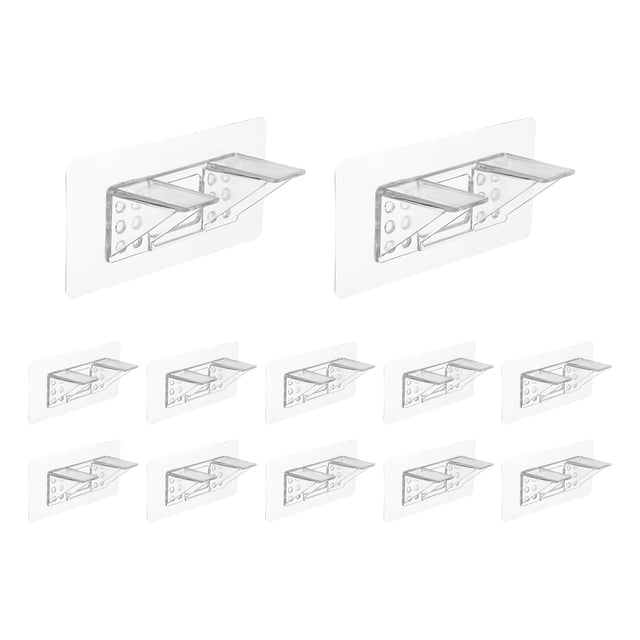 Uxcell 12 Pcs Clavo de Soporte de Estante de Plástico, Soporte Autoadhesivo Grande de Doble Fila con Agujeros para Tornillos, Pin de Partición Transparente