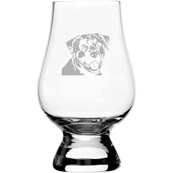 Rottweiler Dog Themed Etched 6.5oz Glencairn Whisky Glass