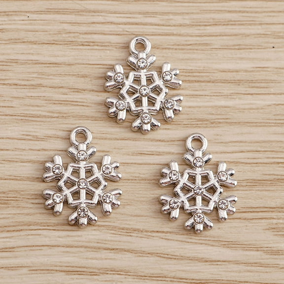 FOLOYORI 20Pcs Bright Silver Gold Plated Snowflake Charms Bulk For Holiday Season Craft Projects
