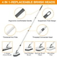 thumbnail image 2 of YEERSWAG Shower Cleaning Brush with 46" Extendable Long Handle, 4-in-1 Tub & Tile Scrubber, 180° Locking Swivel Head, Stiff Bristle Brush, 2 Scouring Pads & 1 Microfiber Pad for Bathroom Cleaning, 2 of 11