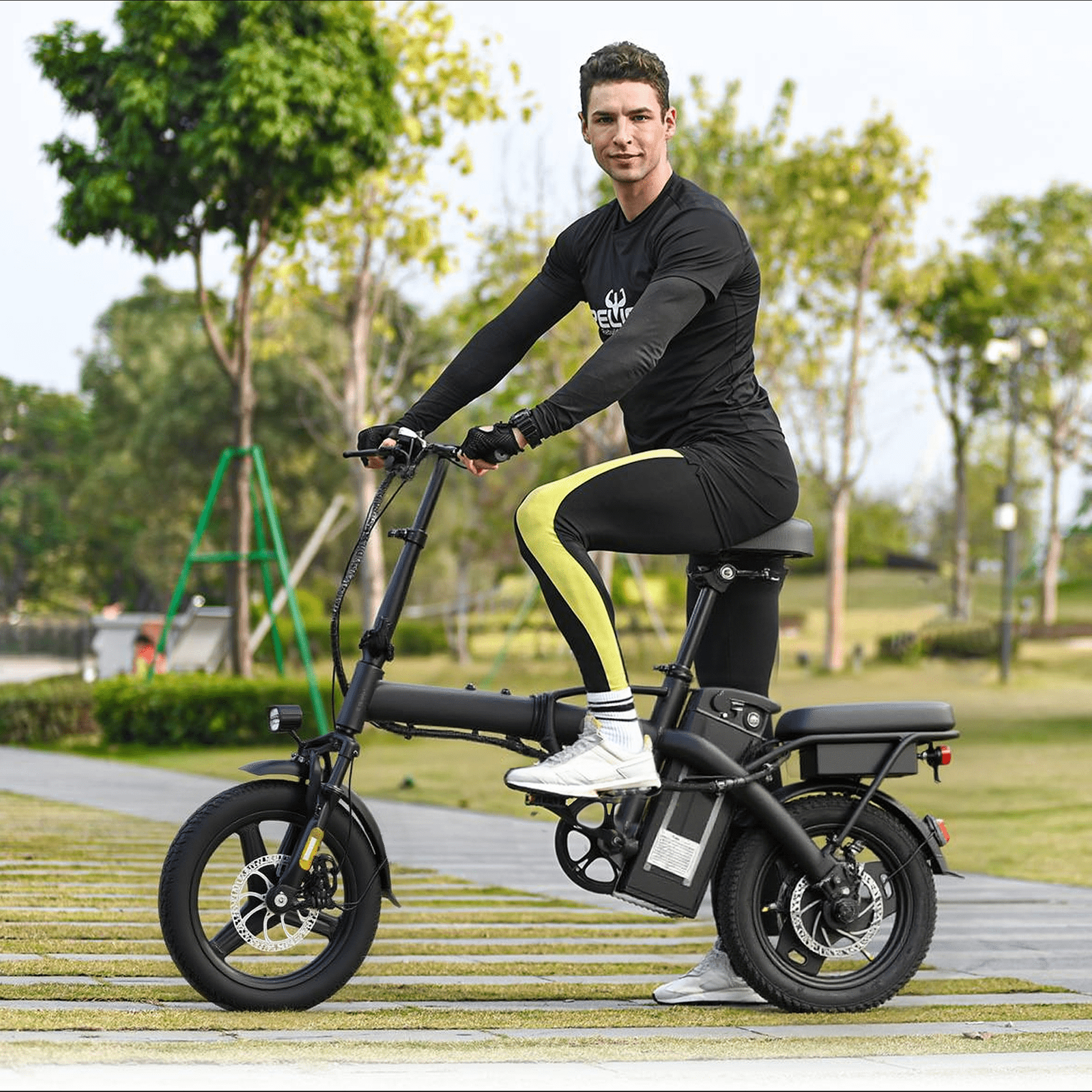Kunyun 48V 10.4Ah Electric Bike for Adult,14"Tires,400W Motor,19.9Mph,30 miles Range Ebike,Dual Disc Brakes,Adjustable Seat Electric Folding Bicycle,UL 2849