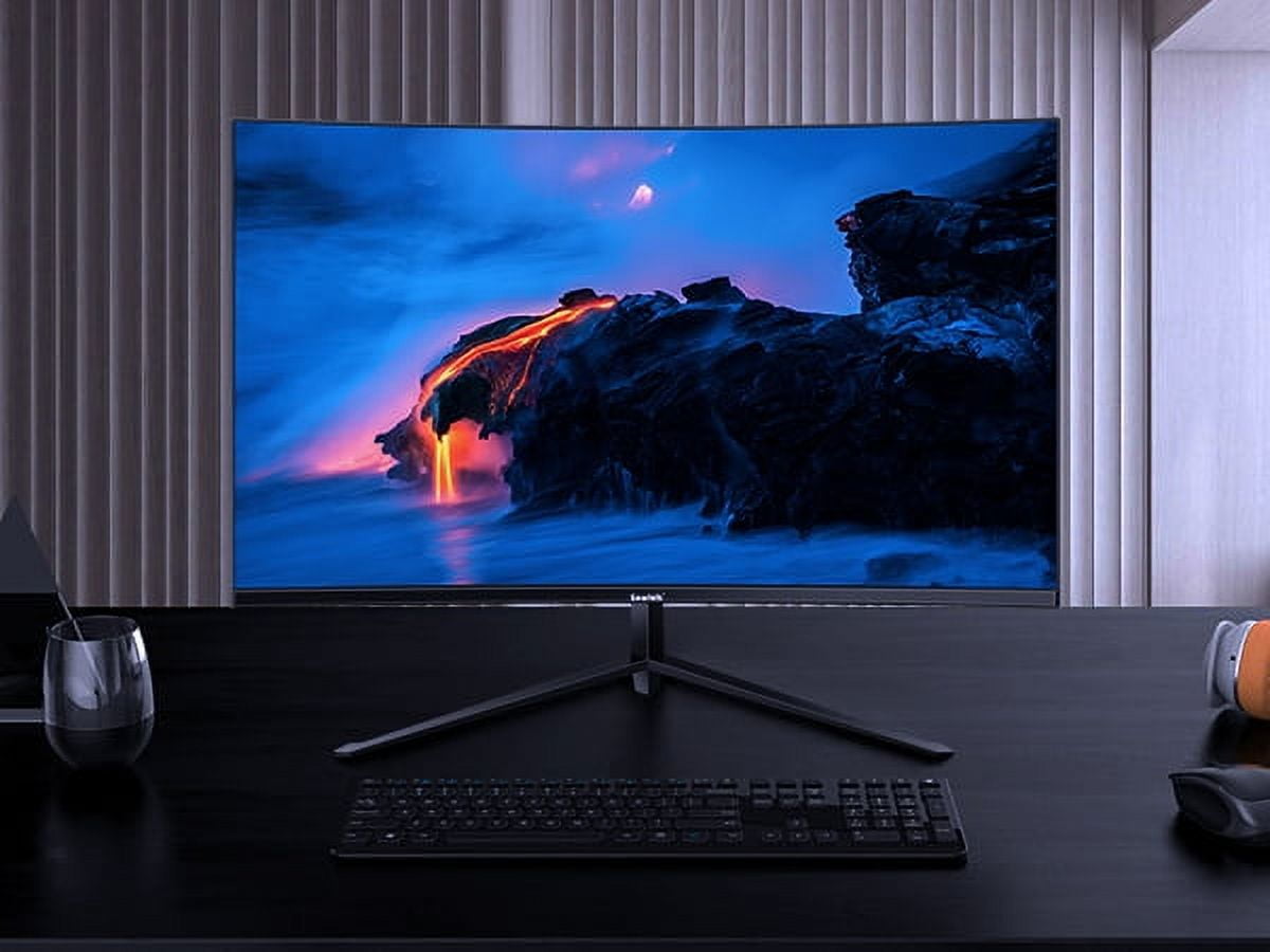 Gawfolk 27" Curved Monitor, FHD 1080P 75Hz 1800R Ultra-Thin Bezel-less VA Display HDMI VGA Port, Computer Monitor