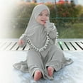 thumbnail image 5 of IBTOM CASTLE Toddler Baby Girl Abaya Dress with Hijab Long Sleeve Smocked Dress Islamic Dubai Full Cover Modest Muslim Dress 18-24 Months Gray, 5 of 8