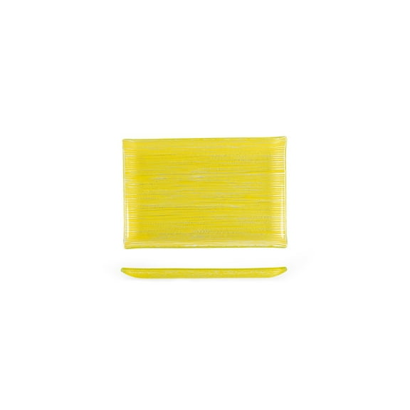 Turgla Fusion Glass Dinnerware 8.5" x 5.75" Rectangular Yellow Glass Plate, Set of 12 (01-373-15YLW)
