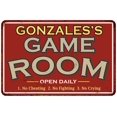 thumbnail image 1 of GONZALES'S Game Room Sign Vintage Look 16 x 24 Matte Finish Metal 116240001162, 1 of 1