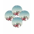 thumbnail image 7 of 13 Inch Round Placemats Set of 4, Teal Christmas Snowman Non Slip Heat Insulation PP Table Mats, Xmas Truck Tree Snowflake Washable Place Mats for Kitchen Dining Party Table Decor, 7 of 7