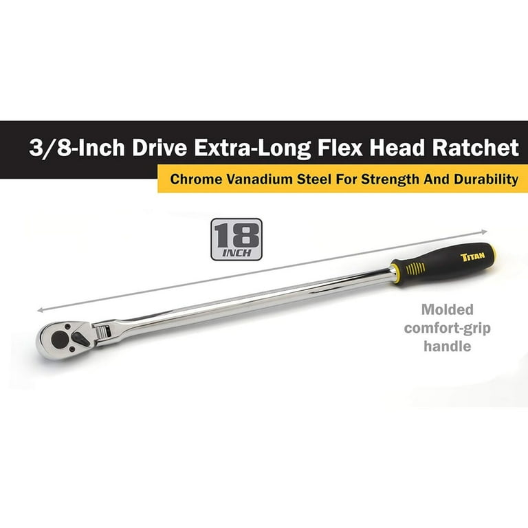 3/8-Inch Drive Flex Head Ratchet - Pro-Grade Chrome Vanadium Steel, Triple Chrome Plated, 11-Inch Length
