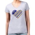 thumbnail image 4 of Women's G-III 4Her by Carl Banks Heather Gray Baltimore Ravens Heart Graphic V-Neck Fitted T-Shirt, 4 of 5